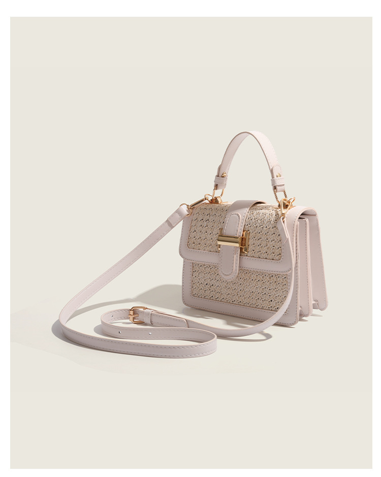 Borsa a tracolla donna in paglia piccola borsa quadrata alla moda_voghion.com