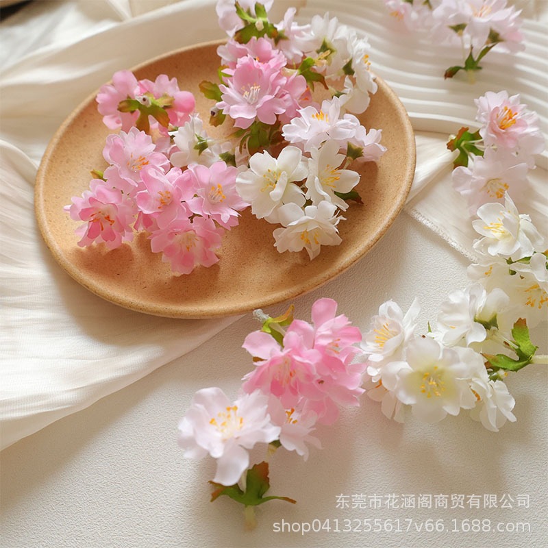 桃花樱花花头花盒仿真樱花桃花海棠花花墙DIY手工花朵假花人造花