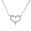 Necklace heart shaped, classic universal pendant, 925 sample silver, diamond encrusted, micro incrustation