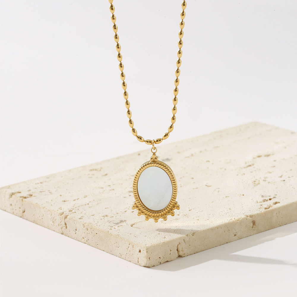Linglang 18K Gold Plated Necklace Chain Pearl Pendant Necklace Gold Necklace Summer Jewelry Gift Idea