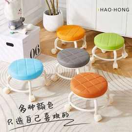 万向轮滑轮矮凳家用换鞋凳子带娃神器移动滑轮凳靠背凳儿童小板凳
