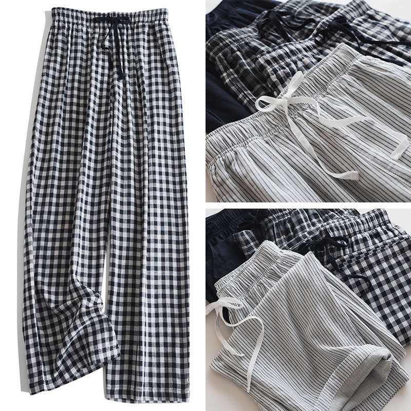 Double-Layer Cotton Gauze Soft Simple Artistic Casual Wide-Leg Straight Pants for Women Summer New 4005