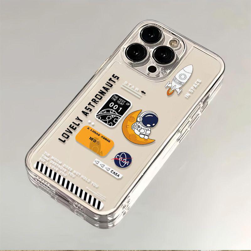 Suitable for Apple 15 Huawei Oppo Vivo Xiaomi New Trendy Creative Mini Astronaut Transparent All-Inclusive Mobile Phone Case