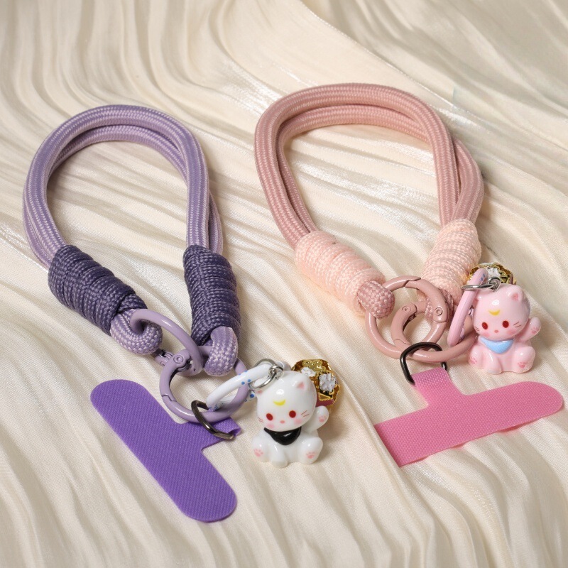 Cute Cat Phone Lanyard, Short Woven Thick Wrist Strap, Outdoor Travel Anti-Lost Chain, Key Case, Sturdy Lanyard Cute Cat Phone Lanyard, Short Woven Thick Wrist Strap, Outdoor Travel Anti-Lost Chain, Key Case, Sturdy Lanyard