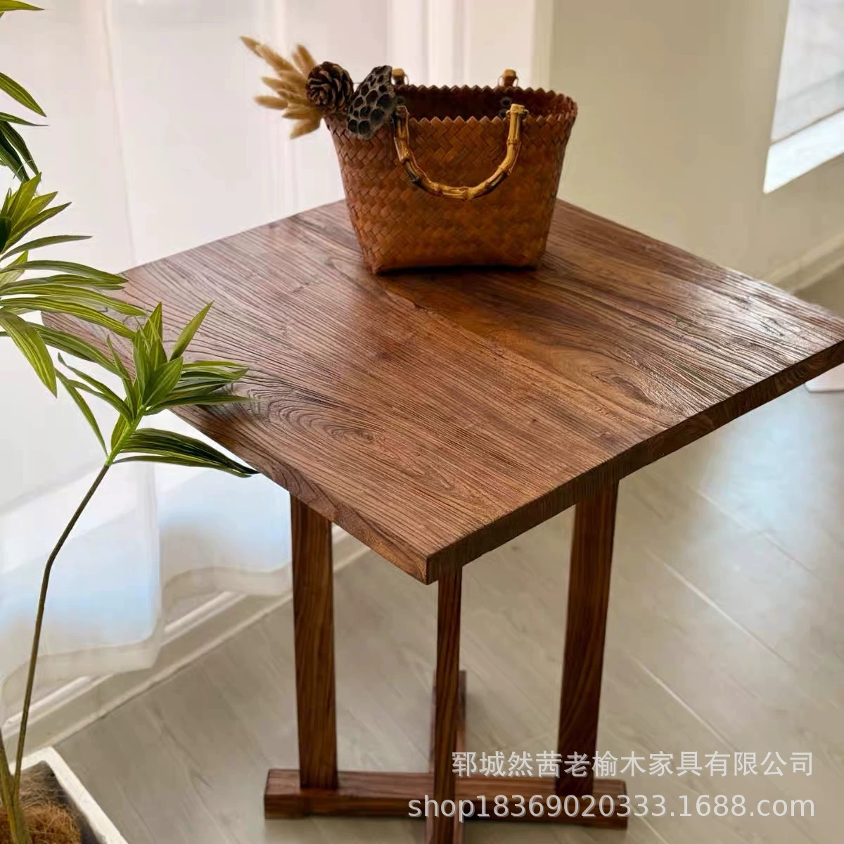 Старинный чайный столик из ольхи, квадратные и прямоугольные кофейные столики и стулья, офисный чайный столик из массива дерева, обеденный стол из старых дверных панелей.