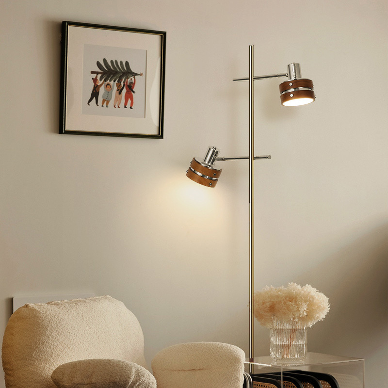 Japanese-style floor lamp beside sofa in living room