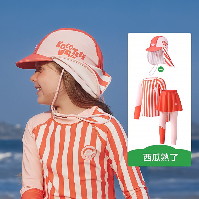 KK Tree Traje de baño para niños Traje de baño dividido para niños Clase A Traje de baño para niñas Protector solar Pantalones de manga larga para bebés