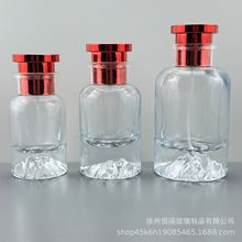 现货透明火山厚底香水瓶50ML 专供外贸单 电解喷头中套细喷雾空瓶