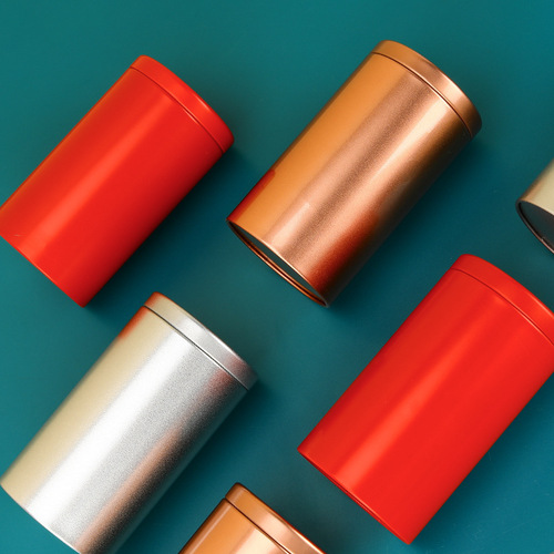 Tea box round tea can sealed metal frosted tinplate can solid color tea packaging iron box