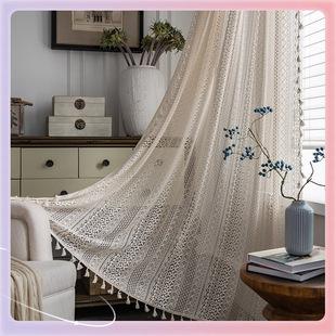 Living Room and Bedroom ↬ Soundproof American Velcro Batch Crochet Bay Window Finished Cut Out Curtain Blackout Kitchen E18