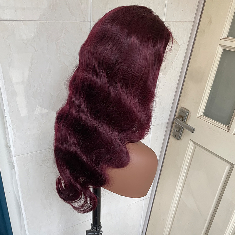 13x4 Lace Front Body Wave Wig Tapa delantera de encaje rojo oscuro oscuro Burgundy