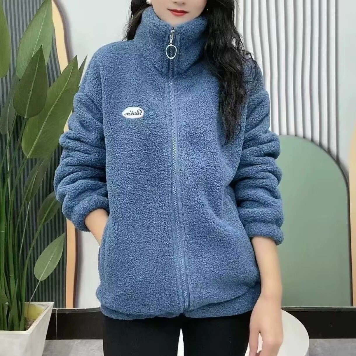 Осенне-зимняя одежда для мам из овечьей шерсти на флисовой подкладке утолщенная теплая хлопковая одежда модная женская одежда среднего и пожилого возраста толстое бархатное пальто с частицами
