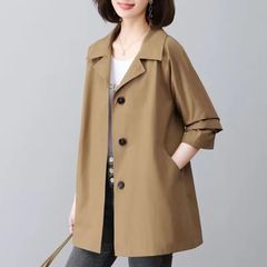 中老年女装春秋风衣外套女中长款2025新款休闲大码妈妈二八月外套