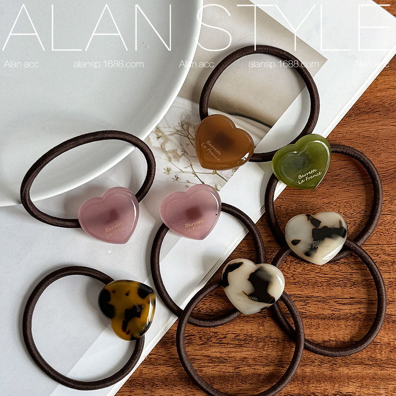 Arlan 새로운 Acetic Acid Jewelry 간단한 젤리 컬러 사랑 헤어 링 매일 통근 헤어 로프 프랑스 말꼬리 고무 밴드
