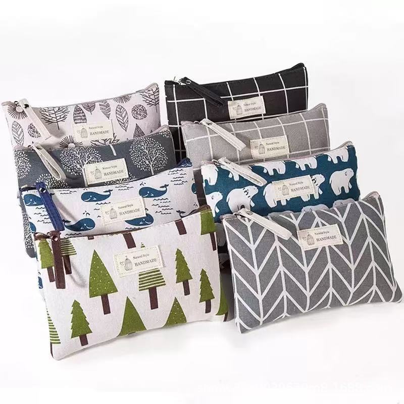 Bolsa de cosméticos de lona de gran capacidad ins conveniente bolsa de almacenamiento multifuncional simple bolsa de lavado de viaje en stock al por mayor