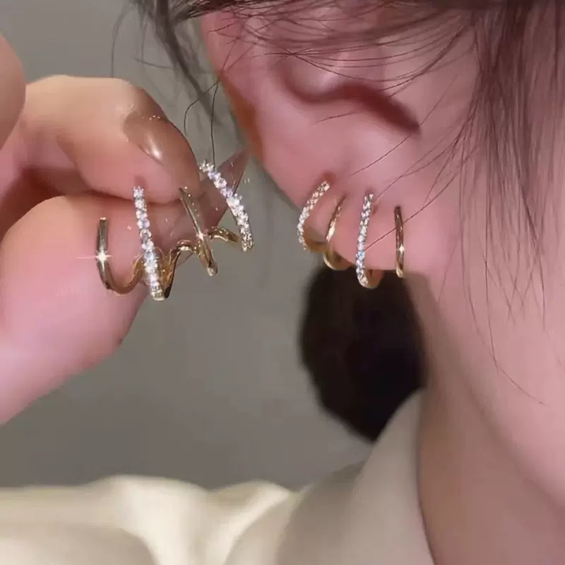 韩国东大门锆石微镶四爪耳排气质简约网红时尚耳钉新款抖音同款