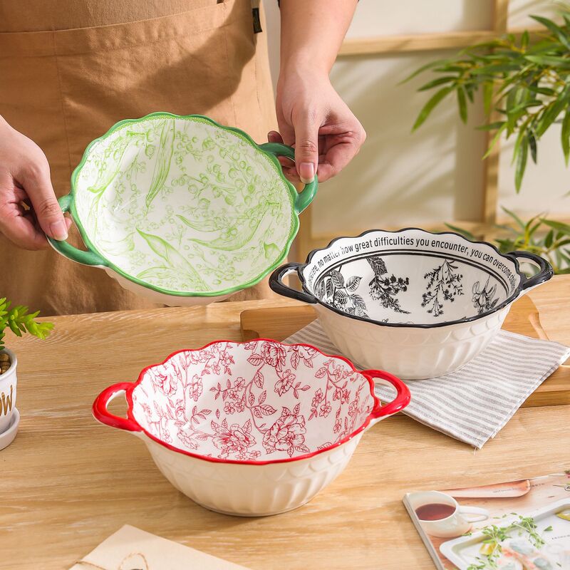 Chinese style ceramic bowl household new Chinese style wedding tableware instant noodle bowl wedding housewarming soup bowl large Bowl