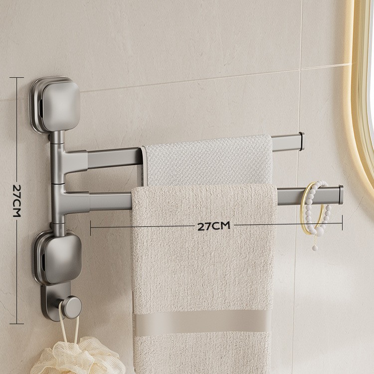 Toallero Giratorio Multibarra con Ventosa de Aleación de Aluminio para Baño image 6