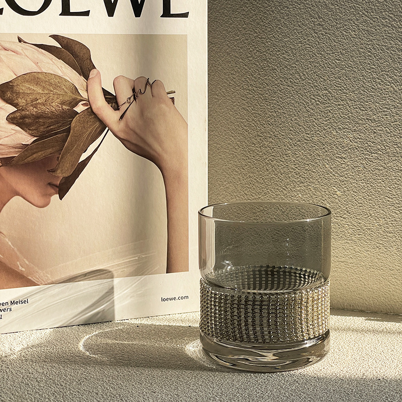 帶鏈條玻璃水杯鑲鑽纏鑽高級喝水杯子仙女杯威士忌酒杯玻璃酒杯