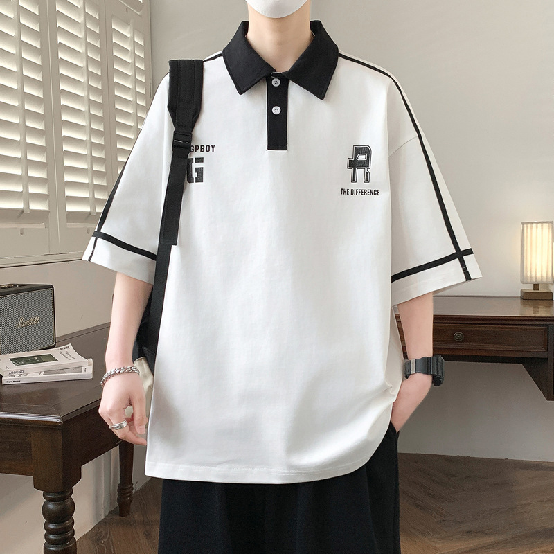 Summer Short-Sleeved Polo Shirt for Boys, Teenagers, Junior High School and High School Students, American-Style Loose Lapel Half-Sleeved T-Shirt Top t Summer Short-Sleeved Polo Shirt for Boys, Teenagers, Junior High School and High School Students, American-Style Loose Lapel Half-Sleeved T-Shirt Top t