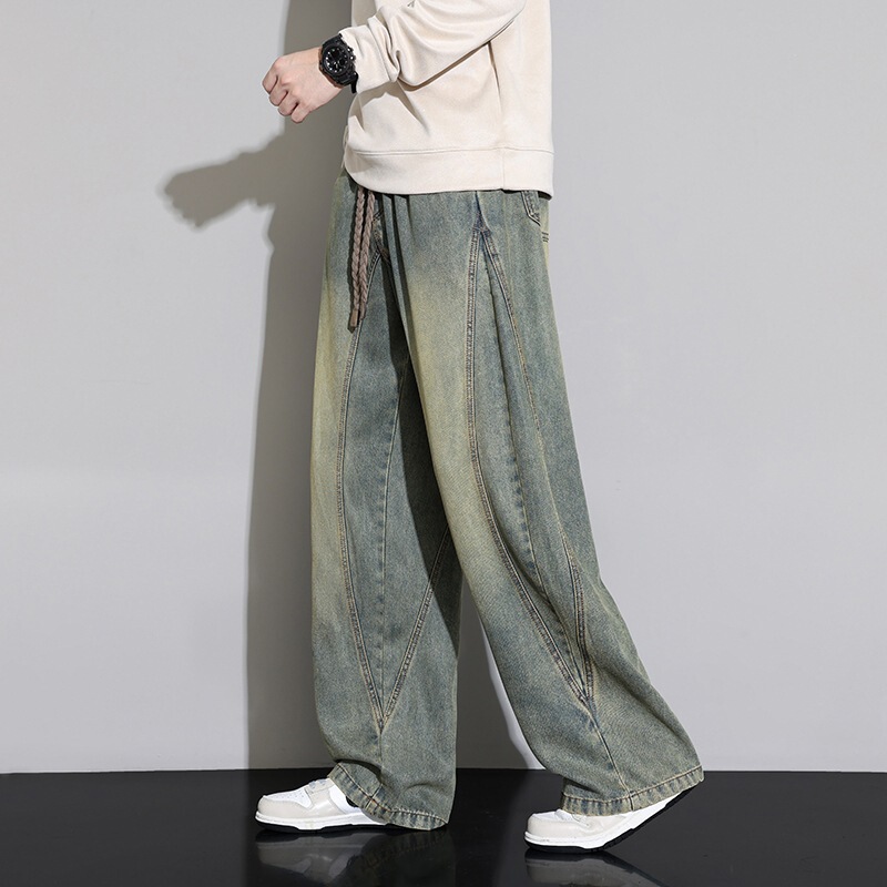 American retro style plus-size men's jeans, 2026 new trendy brand, loose, stylish, casual, extra-large straight-leg pants American retro style plus-size men's jeans, 2026 new trendy brand, loose, stylish, casual, extra-large straight-leg pants