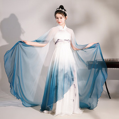 女童彈古箏演出服中國風藝考民樂演奏表演服水墨千里江山兒童禮服