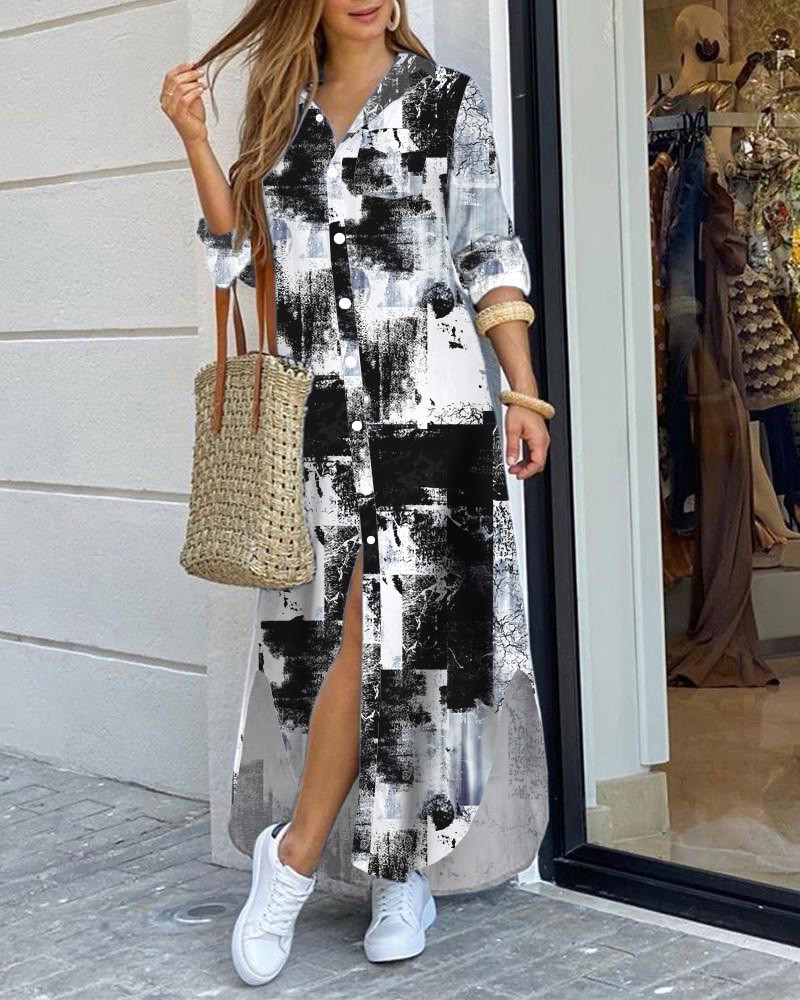 New Spring Summer Fashion Sexy Shirt Maxi Dress