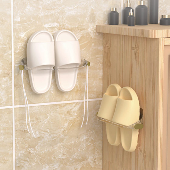 Light luxury punch-free slippers rack bathroom storage rack shoes storage artifact toilet wall hanging rack draining rack