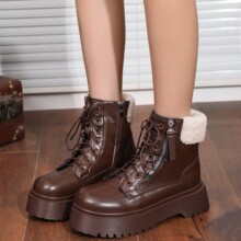 复古圆头马丁靴女冬季加绒加厚保暖东北雪地靴2025新款厚底大棉鞋