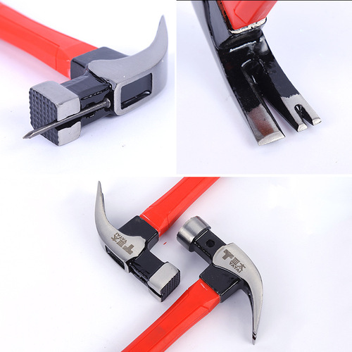 Angle Hammer with Molded Handle, Rounded Head, Textured Face, Double Nail Slot Pulling Hammer, Household Woodworking Square Handle Plastic Hammer, Wholesale