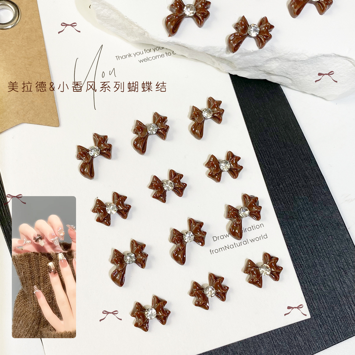 elegant nail decoration with bow for nails