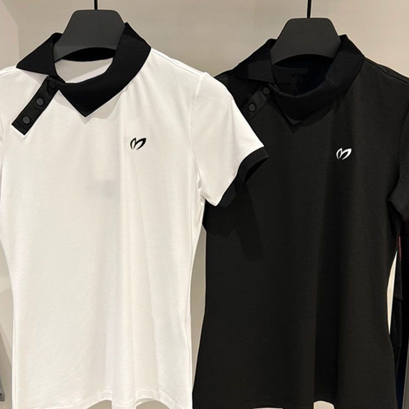 New Golf Clothing Ladies Short Sleeve T-Shirt Summer Korean Style Lapel Sweat-Absorbent Quick-Drying Slim Jersey Easiest for Match