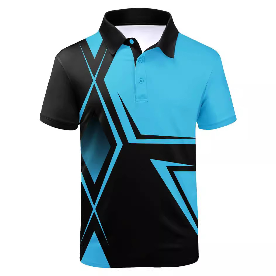 Golf Polo Shirt Cross-Border 3D Printing Amazon Independent Site Best-Selling Casual Cultural Polo for Men