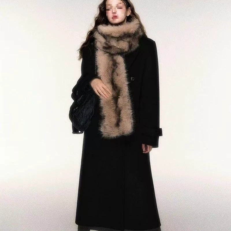 Retro keep warm universal double-sided genuine brand scarf