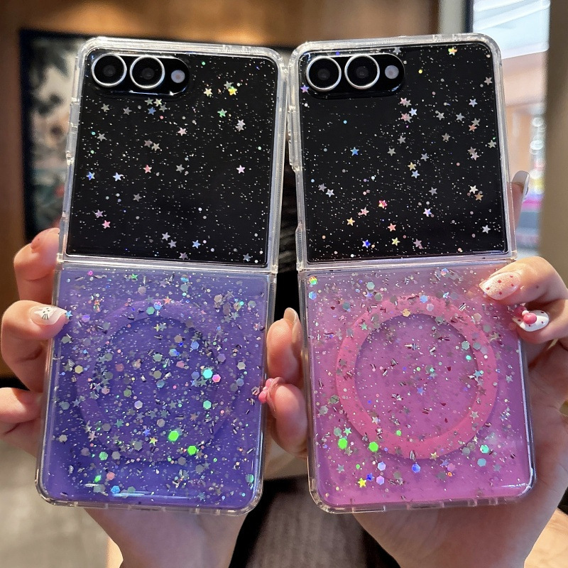 Suitable for Samsung Z Flip 20% off foldable screen phone case, Flip6 wireless magnetic gradient glitter flip3 protective cover Suitable for Samsung Z Flip 20% off foldable screen phone case, Flip6 wireless magnetic gradient glitter flip3 protective cover