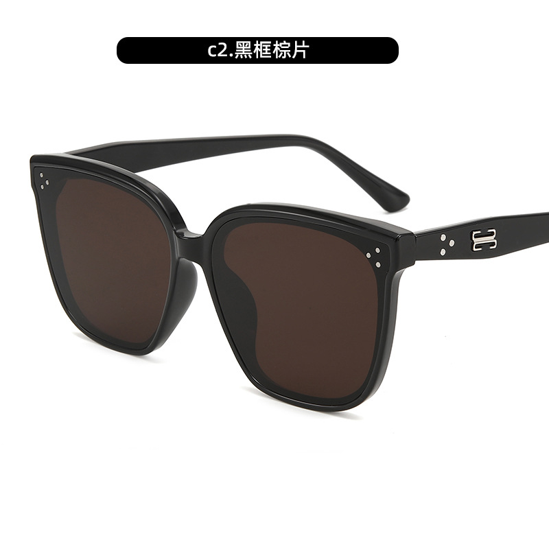 2024 nuevas gafas de sol de montura grande simple GM de moda retro anti-ultravioleta en vivo gafas de sol de sentido avanzado gafas de sol para mujer