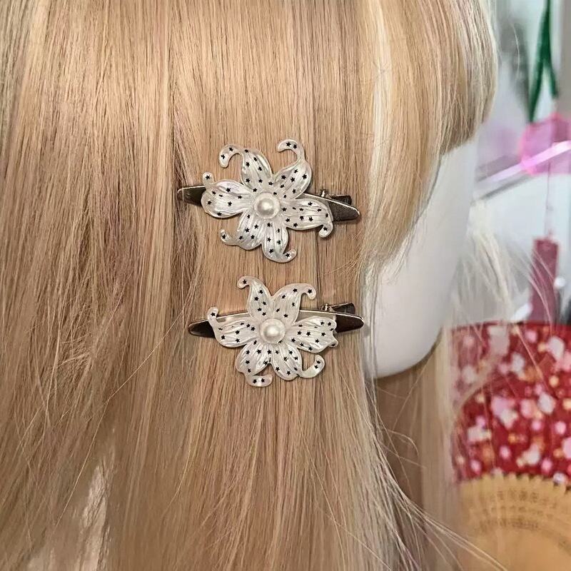 Star Lily Niche Design Hairpin Hair Accessory Floral Bangs Hair Clip Elegant Side Hair Ornament High-End Jewelry