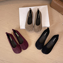 跨境外貿加工定制法式溫柔分趾鞋淺口芭蕾舞鞋一腳蹬豬蹄平底單鞋