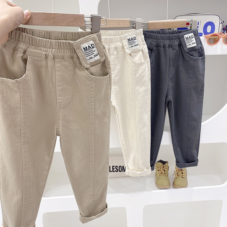203g Weight Children's Pants Children's Clothing Type Simple Style Letter Solid Color Cotton Boys Pants