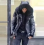 男士皮毛一体跨境连帽大衣