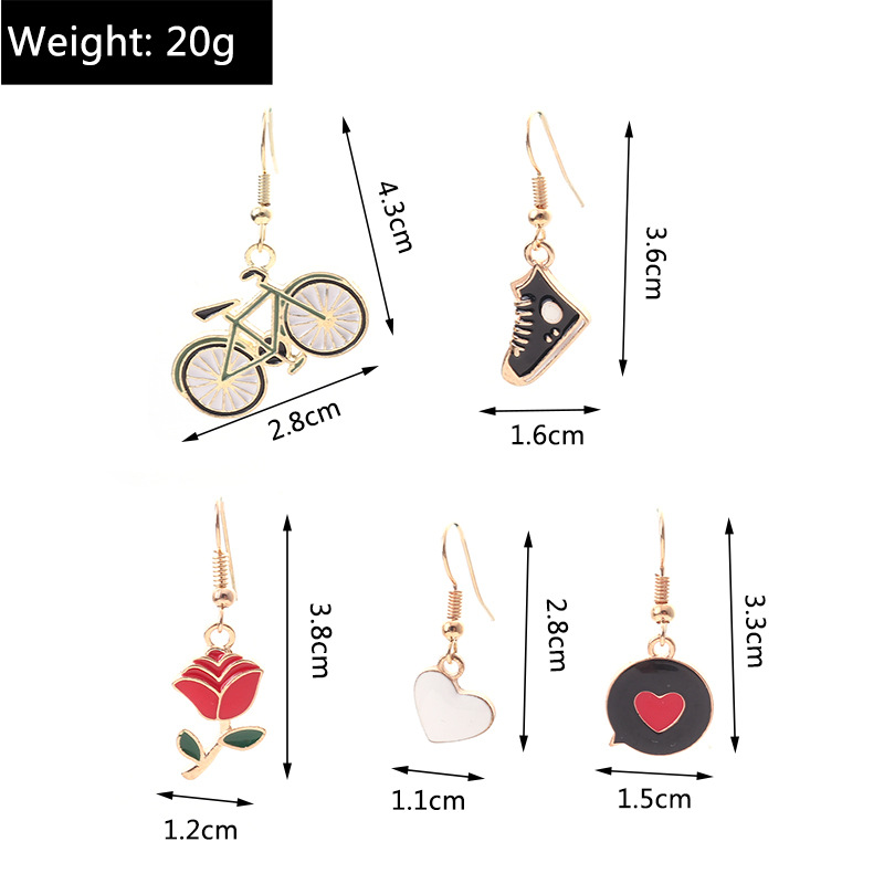 1 Set Fashion Heart Shape Flower Alloy Enamel Womenu0027S Drop Earrings