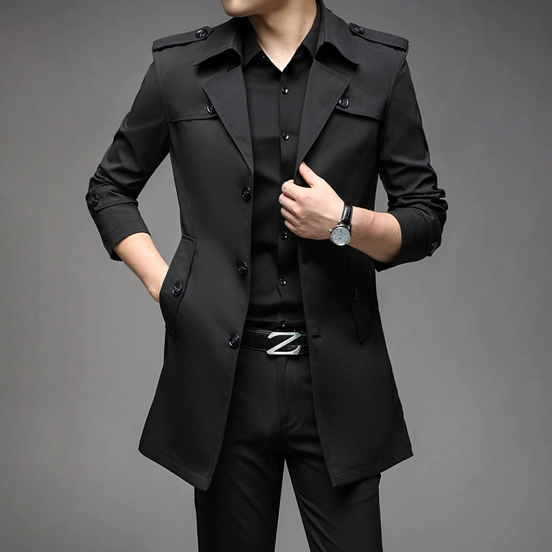Осеннее модное trench coat, длинная куртка, перекрестная торговля, средняя длина