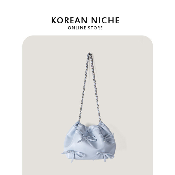 Small universal shoulder bag with bow, one-shoulder bag, bag strap, trend of season