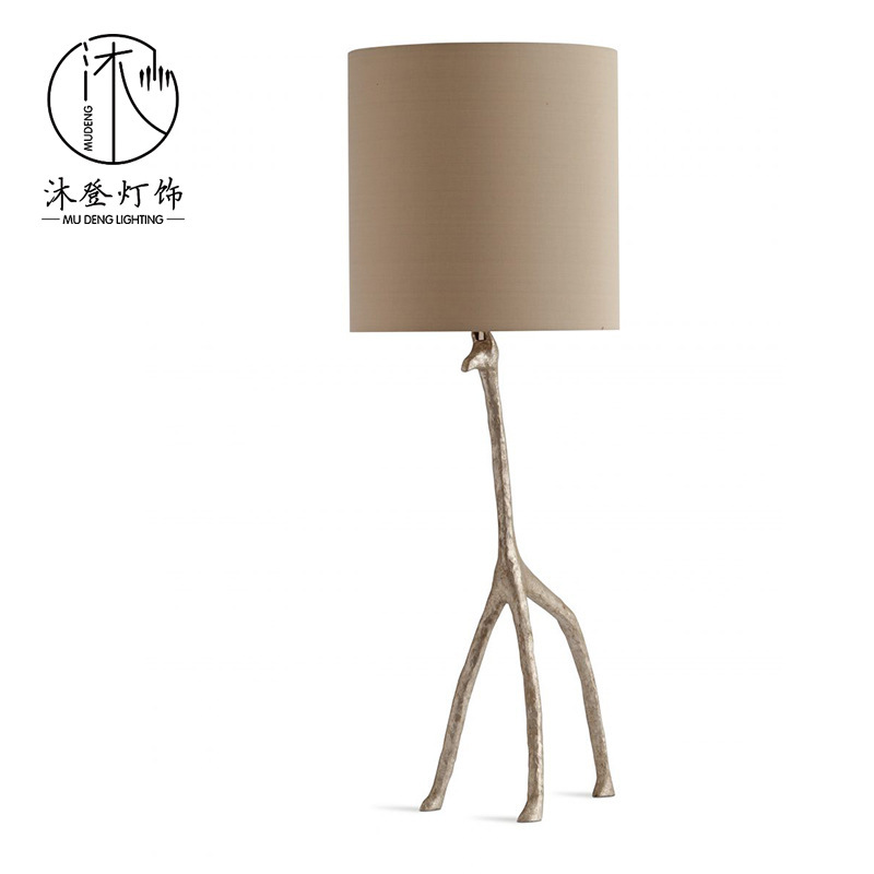 Muden Ostrich Feather Table Lamp All-Copper Modern Light Luxury Nordic Villa Bedroom Bedside Study Hotel Club Lighting Fixtures