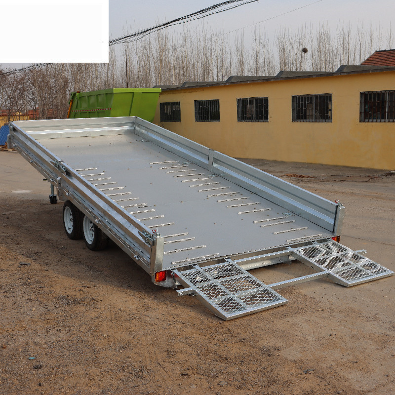 2吨镀锌汽车拖车 平板车 可升降拖车 履带式两栖拖车 平板拖车