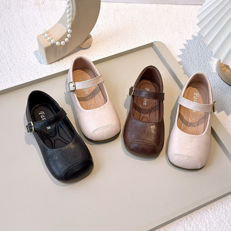 Детские кожаные туфли Весна и Осень 2025 Корейская версия одиноких туфель для девочек