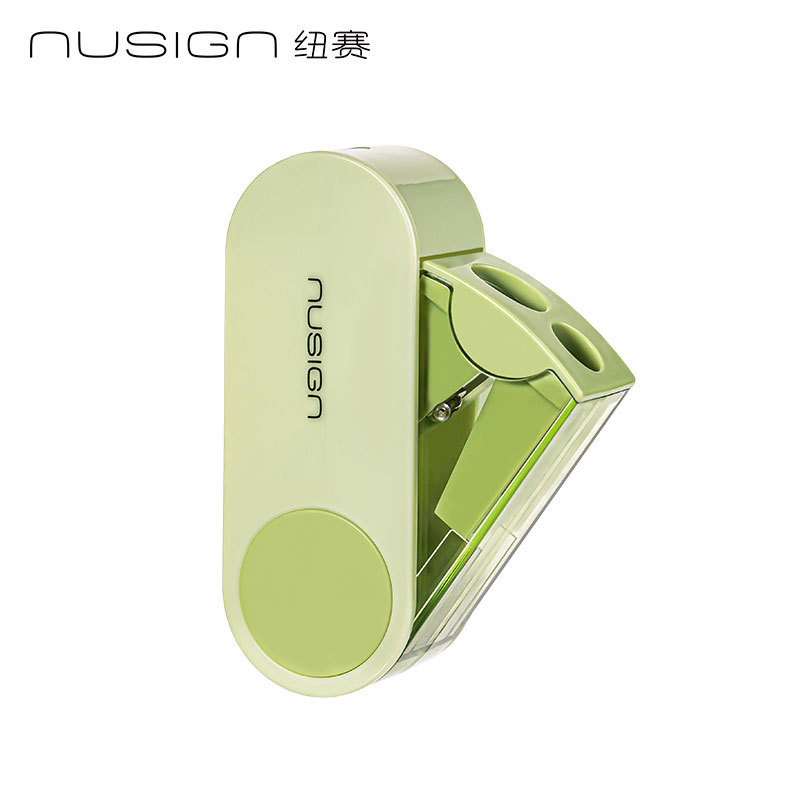 DeLineuxai NS074FOLD puerta de sellado giratoria de doble agujero cuchillo de lápiz para estudiantes afilador de lápiz