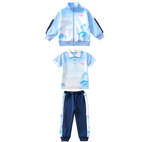 Preschool children's spring and autumn sportswear set, three-piece set, autumn elementary school uniform set