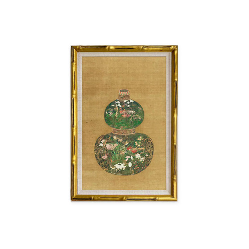 French Vintage Chinese Style Porcelain Vase with Gourd Blossoms: Entryway Decor for Modern Chinese Traditional Living Room, Study, and Hall Wall