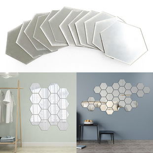 New Single-Piece Hexagonal Mirror Environmentally Friendly Acrylic Wall Stickers Background Wall Decoration Crystal Stereo Mirror Stickers